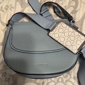 Calvin Klein Gray and Cream Crossbody Bag